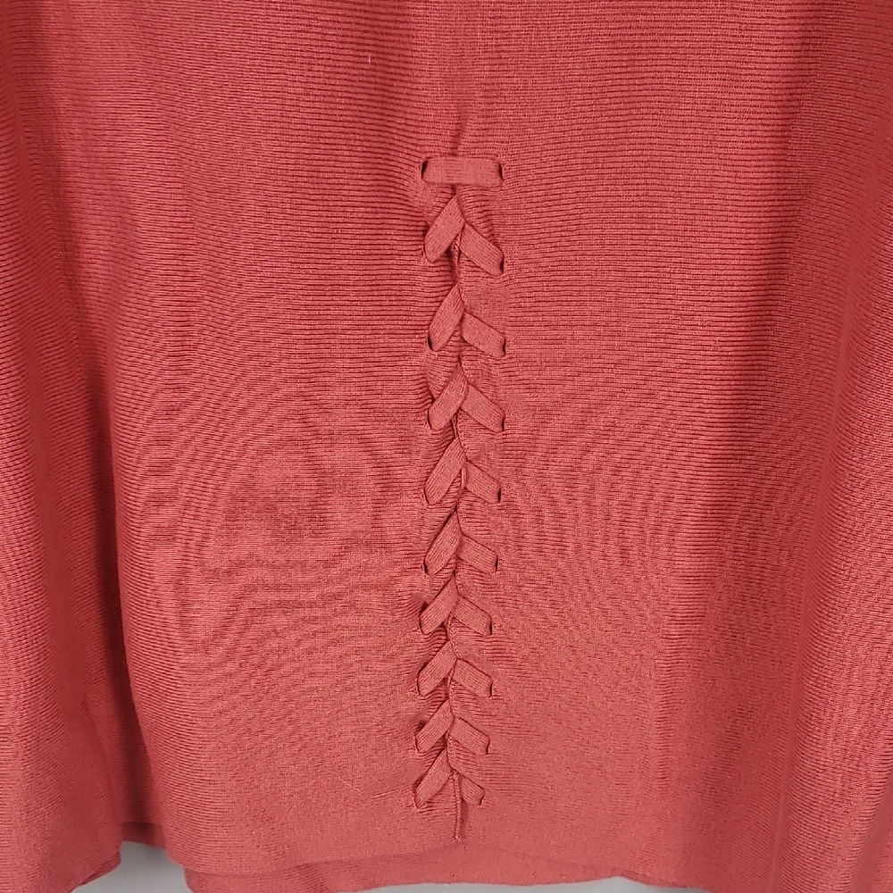 J. Jill Scoop Boat Neck Relaxed Peach Orange 3/4 Sleeve Ribbed Sweater - Picture 7 of 7